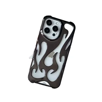 Electroplating Hollow Flame Glossy Protective Shockproof Mobile Phone Accessories Cover Case For iPhone 11 12 13 14 15 Pro Max
