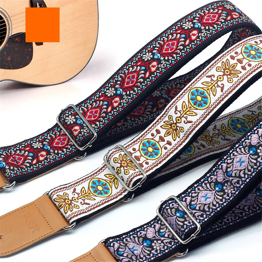Guitar Straps Embroidery Bohemian For Bass Electric Acoustic Guitar  Adjustable