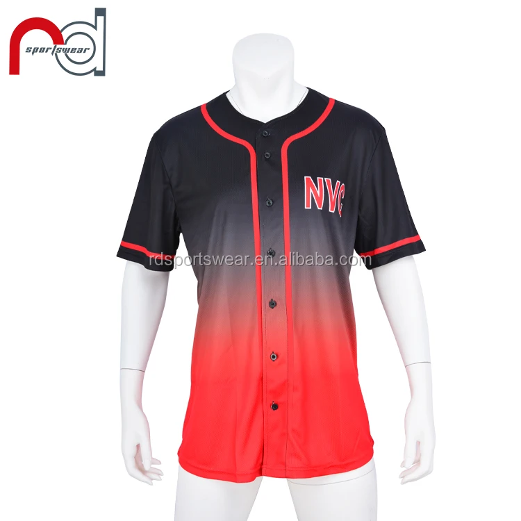 Source Popular custom black and red striped baseball jersey shirts