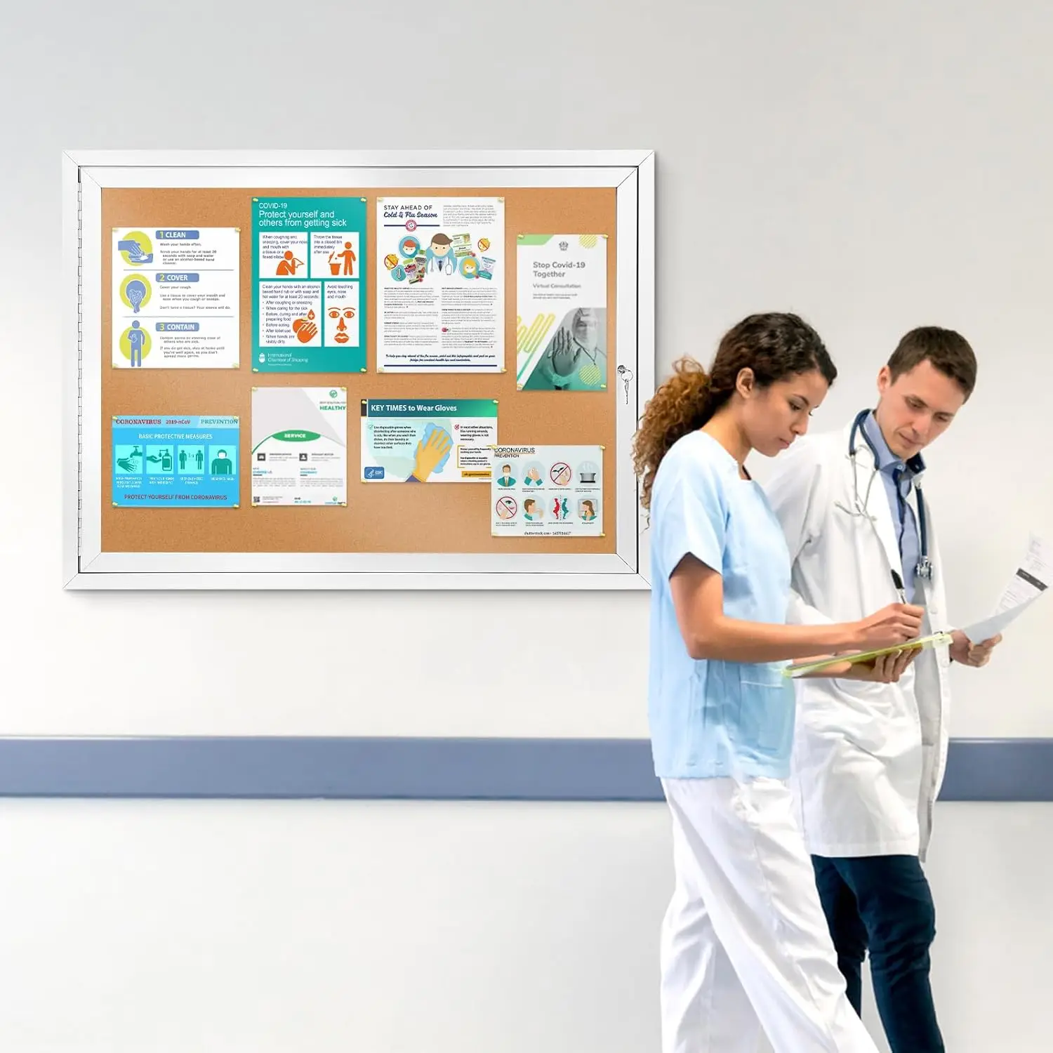 Outdoor Enclosed Cork Bulletin Board Tamper-Proof Display Case, Aluminium Frame, Weatherproof Cork Noticeboard, Cork Board manufacture