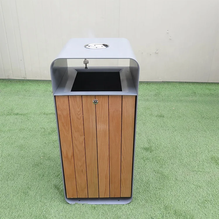 Public Commercial Outdoor Metal Recycle Garbage Can Dust Waste Bin