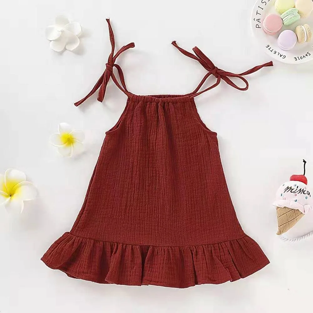 Summer Baby Girl Dress Lovely 6 to 9 Month Pure Cotton Line and Hemp Kids Clothing Sleeveless Dress Skirt Summer Baby Girl Dress Lovely 6 to 9 Month Pure Cotton Line and Hemp Kids Clothing Sleeveless Dress Skirt