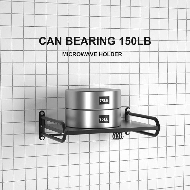 JH-Mech Kitchen Oven Bracket with Hooks Heavy Duty Commercial or Household Grade Wall Mount Microwave Wall Shelf