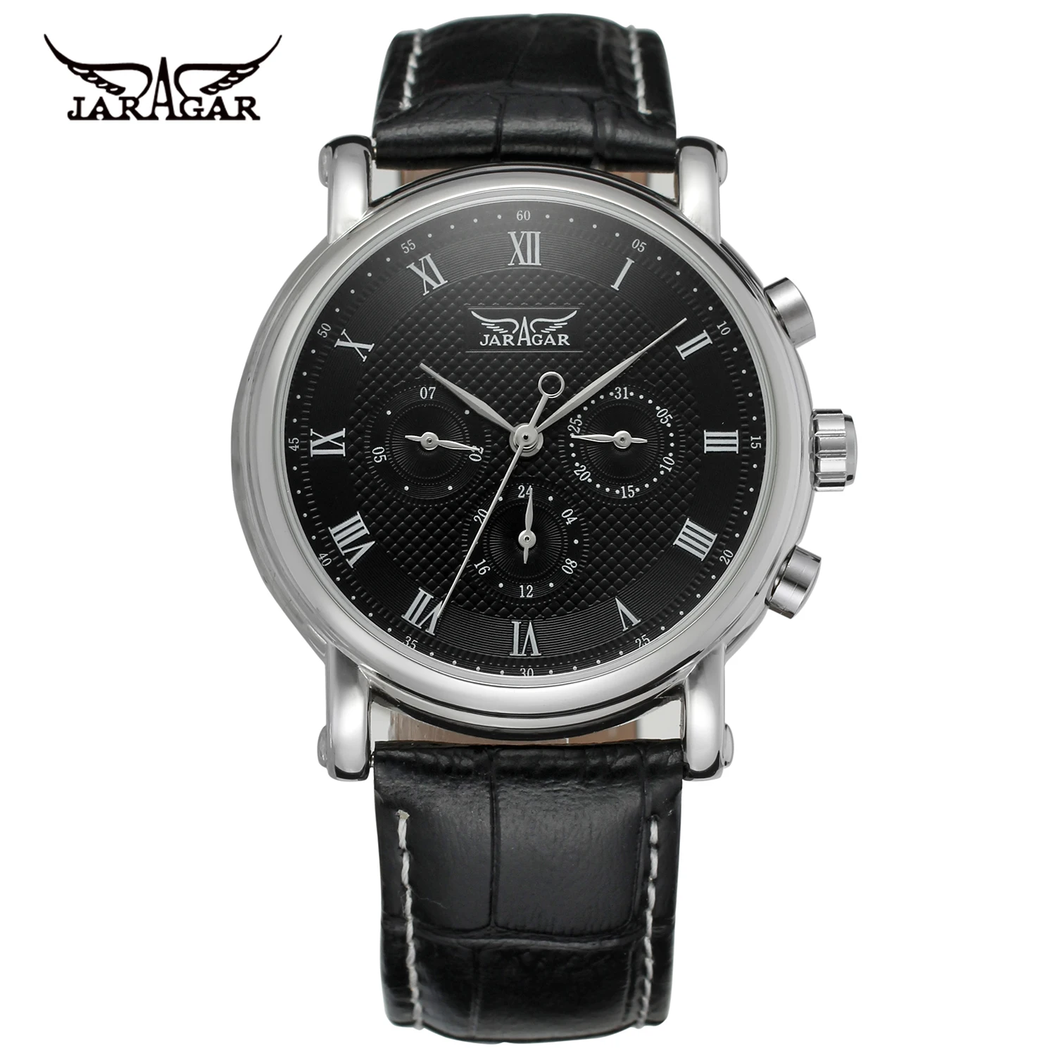 JARAGAR Men's Automatic Leather Watch