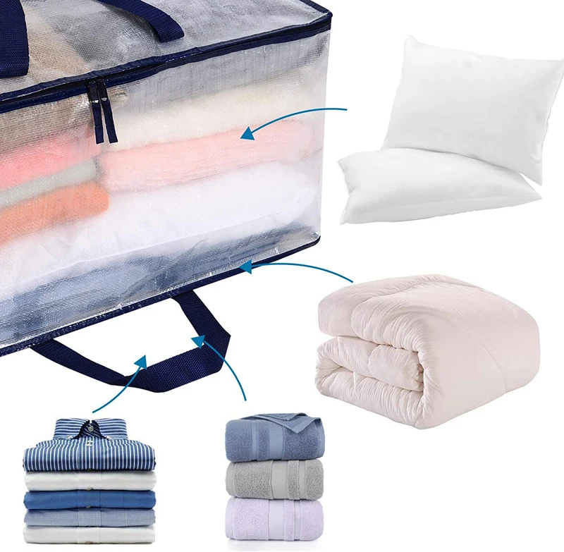 Пыленепроницаемая прозрачная плетеная сумка на молнии для хранения одежды и одеял