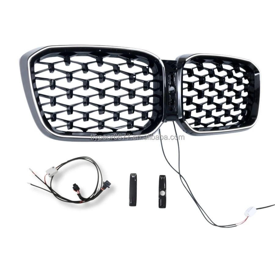 product tiypeor replacement grille for bmw 2022   2024 x3 g08 lci front bumper kidney grille sport style racing grills with led light-4