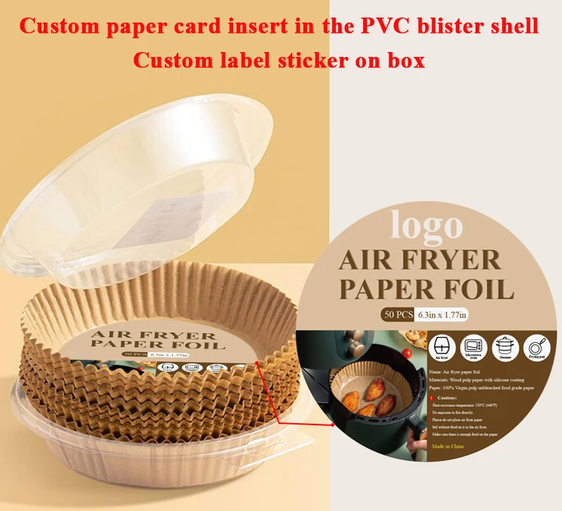 100 Feuilles Papier Cuisson Air Fryer, Papier pour Friteuse sans Huile à ,  Jetable AirFryer Paper Liner