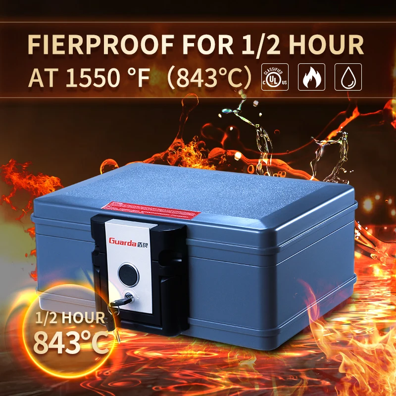 Small Portable Safe Box Two Key Locking Fireproof Box for Documents, Electronics, CDs, USBs -2011