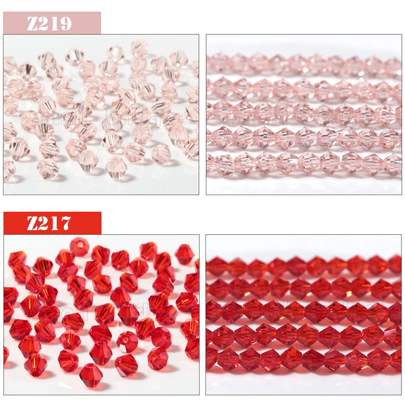 High quality multicolor wholesale loose Crystal Faceted beads 3mm 4mm 6mm bicone  beads supplier