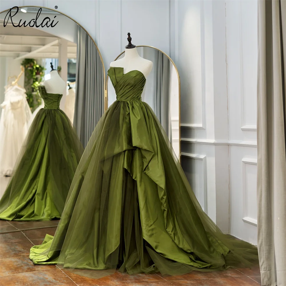 Ruolai LWR0020 Elegant A-line Sweetheart Evening Party Dresses Ruffles  Tulle Skirt Lace up Prom Dress