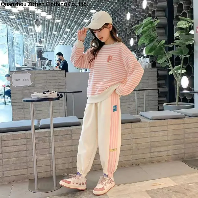 Teenage Girls Clothes Sets 2024 Autumn - Striped Tops & Pants
