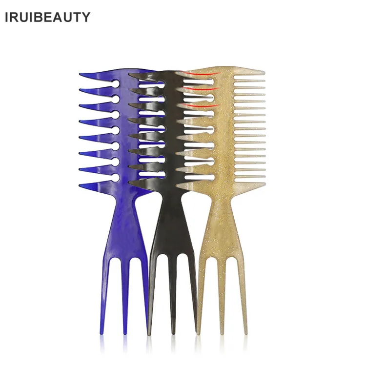 Customized Logo Hairdressing Trident Hair Brush Oil Head Plastic Hair Comb