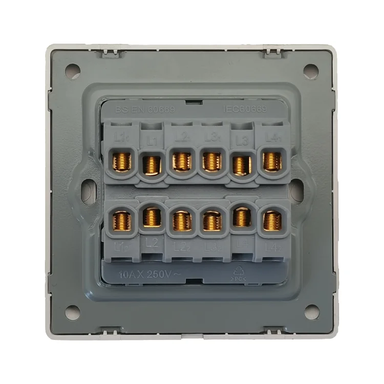 VNX New White Black Gold British Standard 4 Gang 2 Way Modern Light Wall Switches and Sockets Electrical Manufacturer