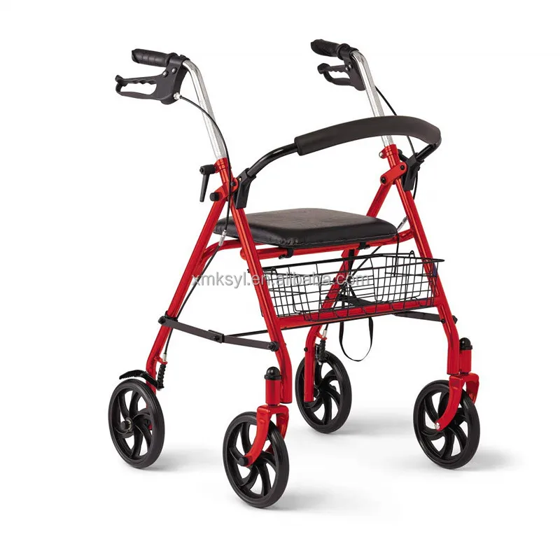 Foldable Frame  Walker with 4 Wheel  with Bag  Folding Shopping Cart Disabled Elderly