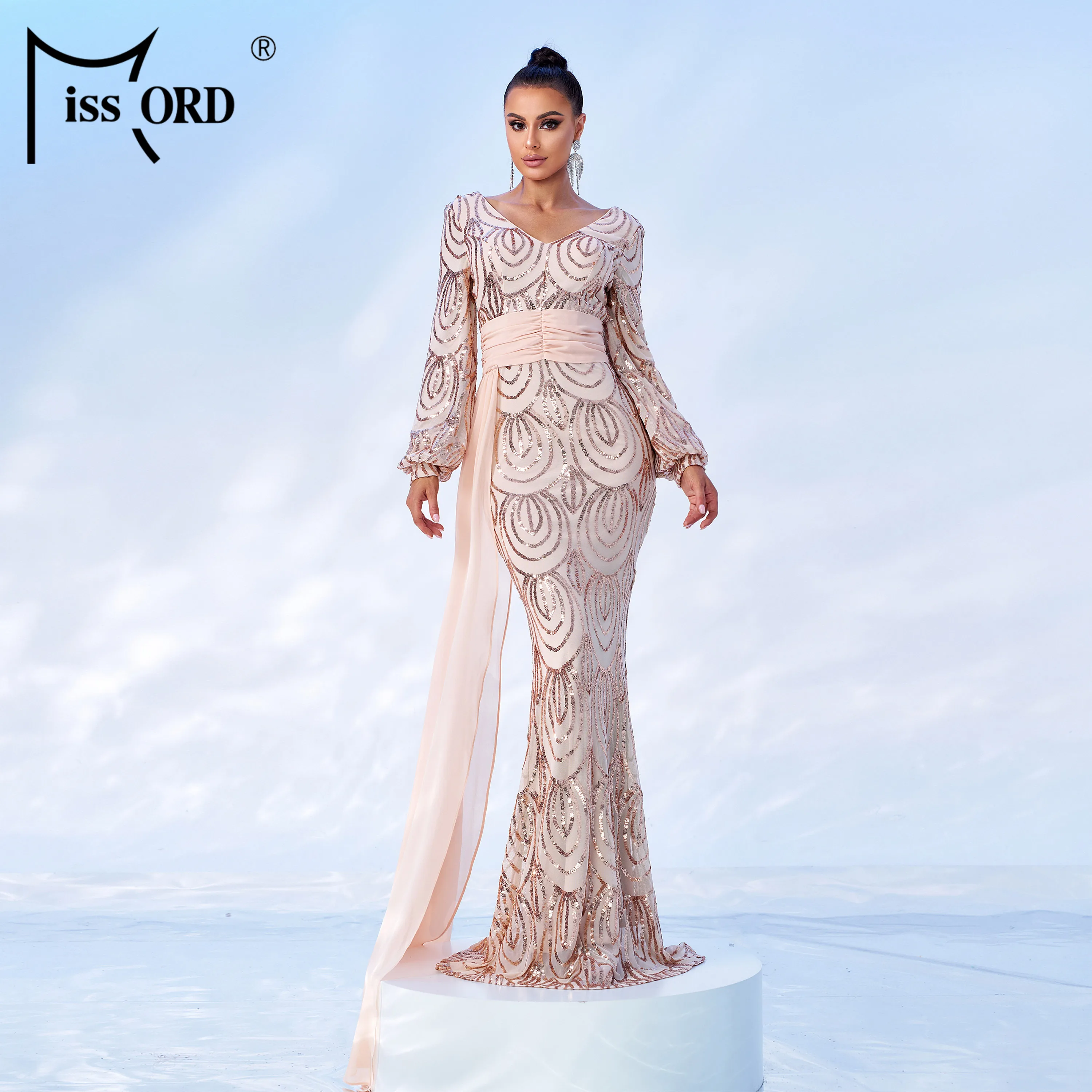 Full Sleeve Mermaid Sequin Long Elegant Luxury Modest Evening Dresses for Women Full Sleeve Mermaid Sequin Long Elegant Luxury Modest Evening Dresses for Women