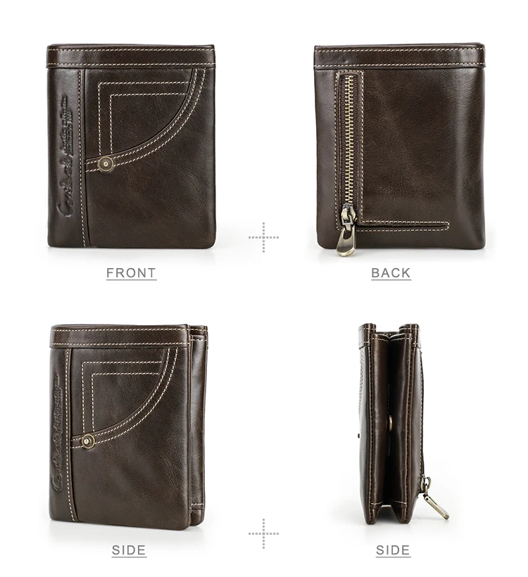 Contact's Genuine Leather Wallet for Men RFID Blocking Vintage Bifold with Zipper Coin Pocket