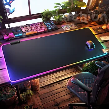 Alternative view of High Quality Glowing Led RGB Mouse Pad Computer Keyboard Mat Gaming Light Mousepad with USB Black RGB Playmat