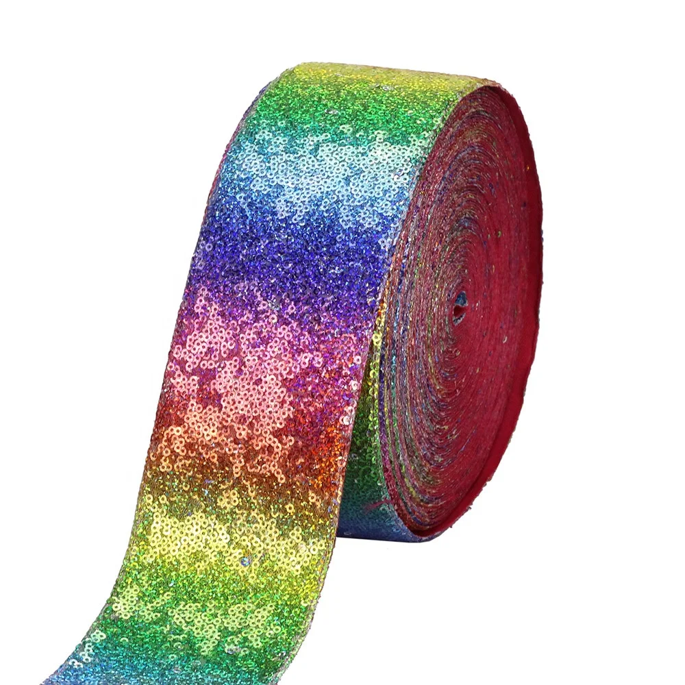 3 inch 75MM Double color Sequin Fabric Reversible Sequin Ribbon