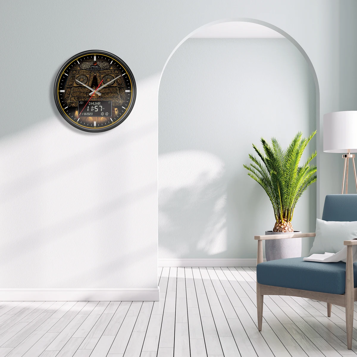 Horloge Prière Islamique ZYNCUE - Affichage Azan Et Température - Design Argenté Moderne