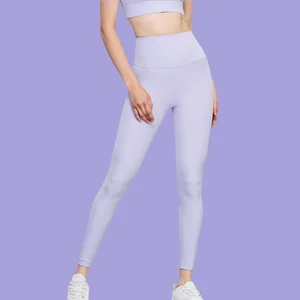 Wholesale Custom Lightweight Fitness Tights Solid Pattern Pilates Yoga Pants with No Embarrassment Thread Push-up Legging