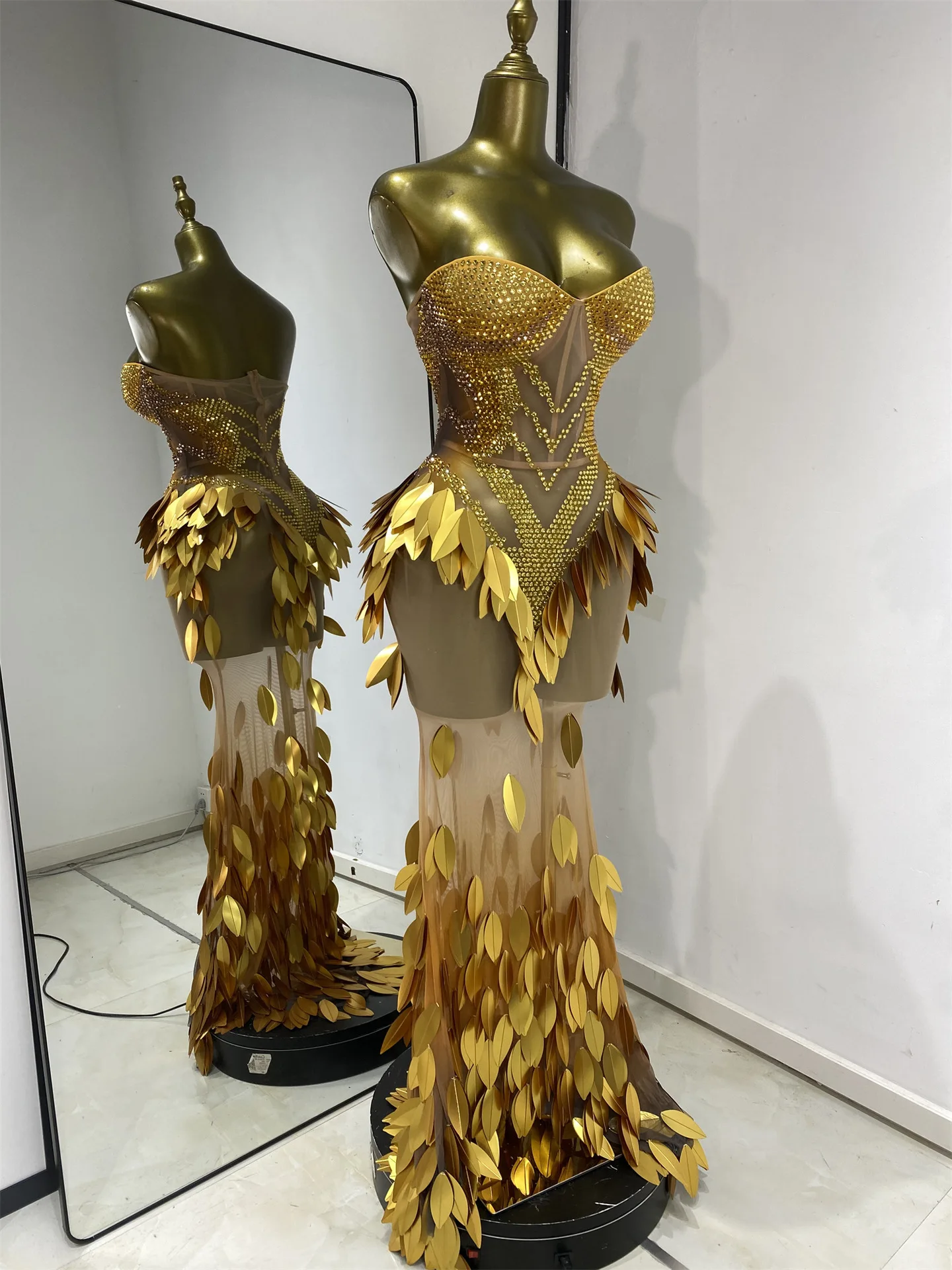 birthday gold dress Plus Size Gold Party One Shoulder Side Streamer Long Sleeve Sequin Mini Dress