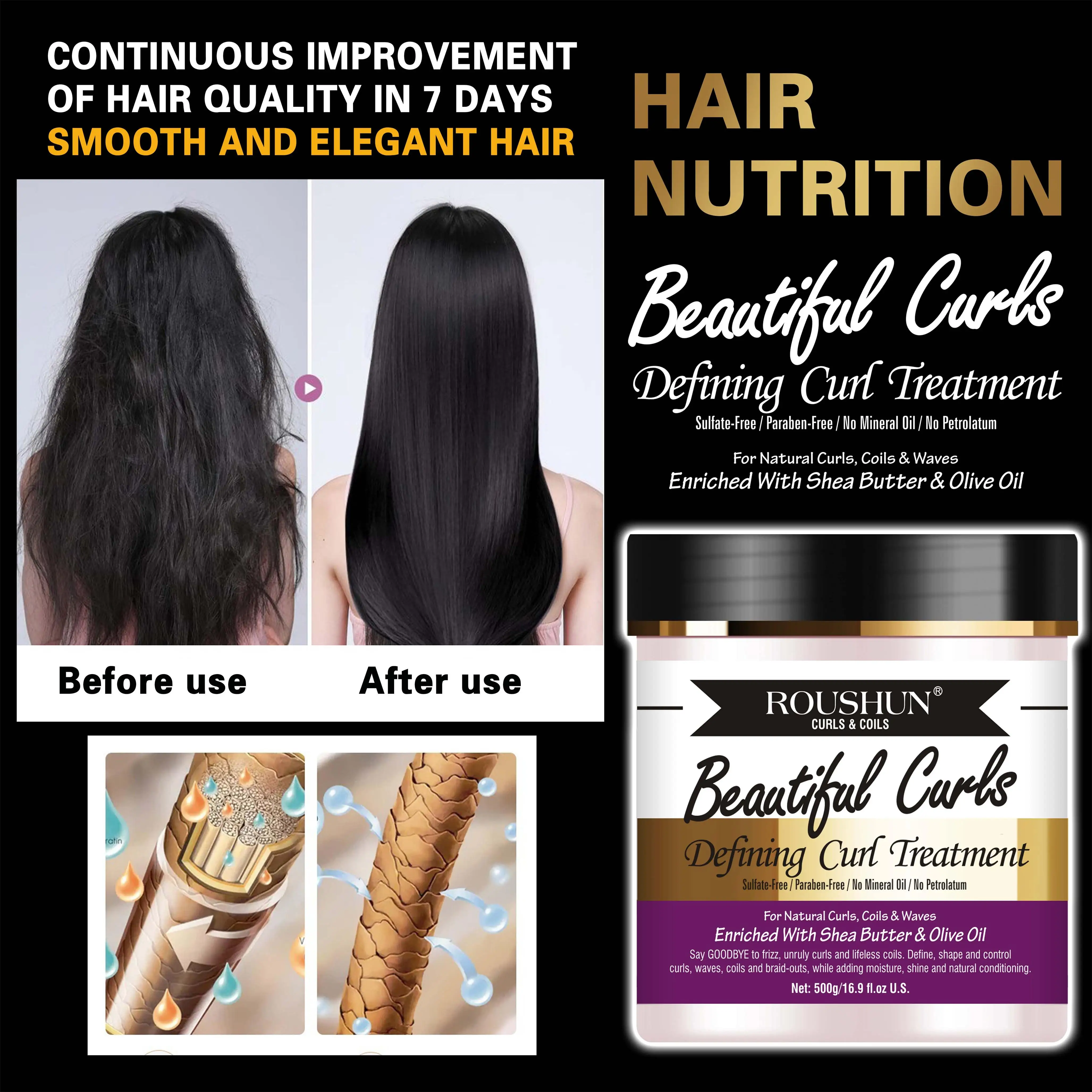 ROUSHUN New product Beautiful Curls Defining Curl Treatment 500g Hair Treatment