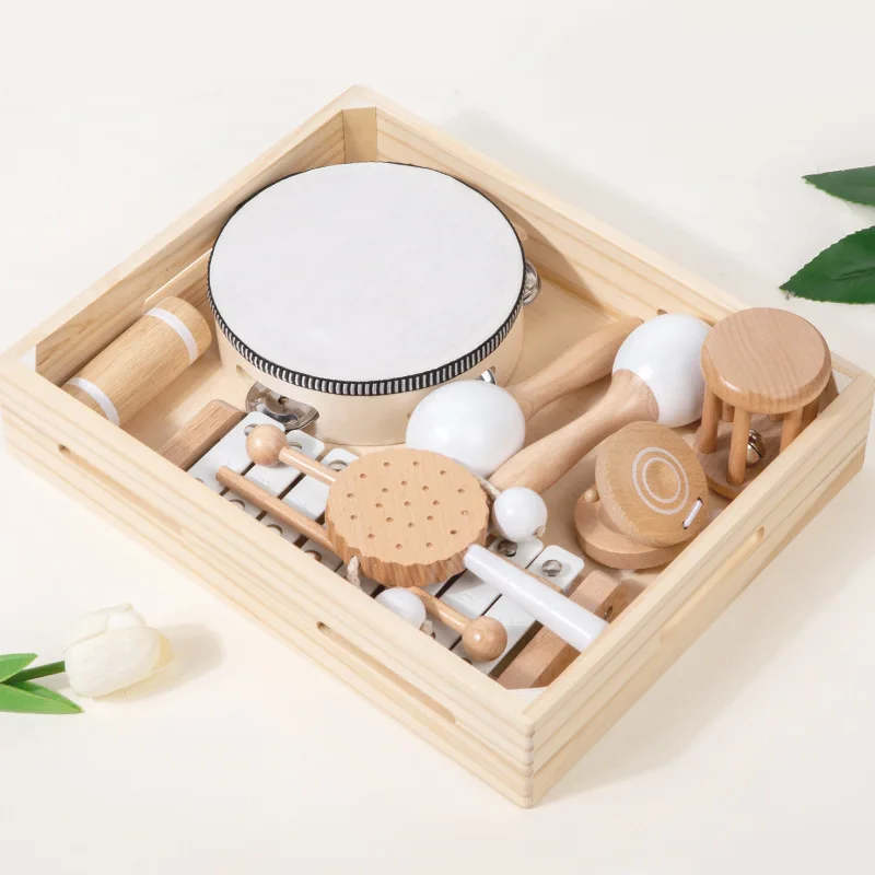 Neutral Colors Baby Musical Instruments Montessori Wooden Toys for Toddlers 1-3