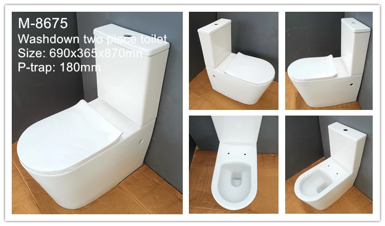 Hot Sale Bathroom Two Piece Toilet Porcelain Wc Toilets Ceramic Comfortable Washdown Two-Piece Toilet