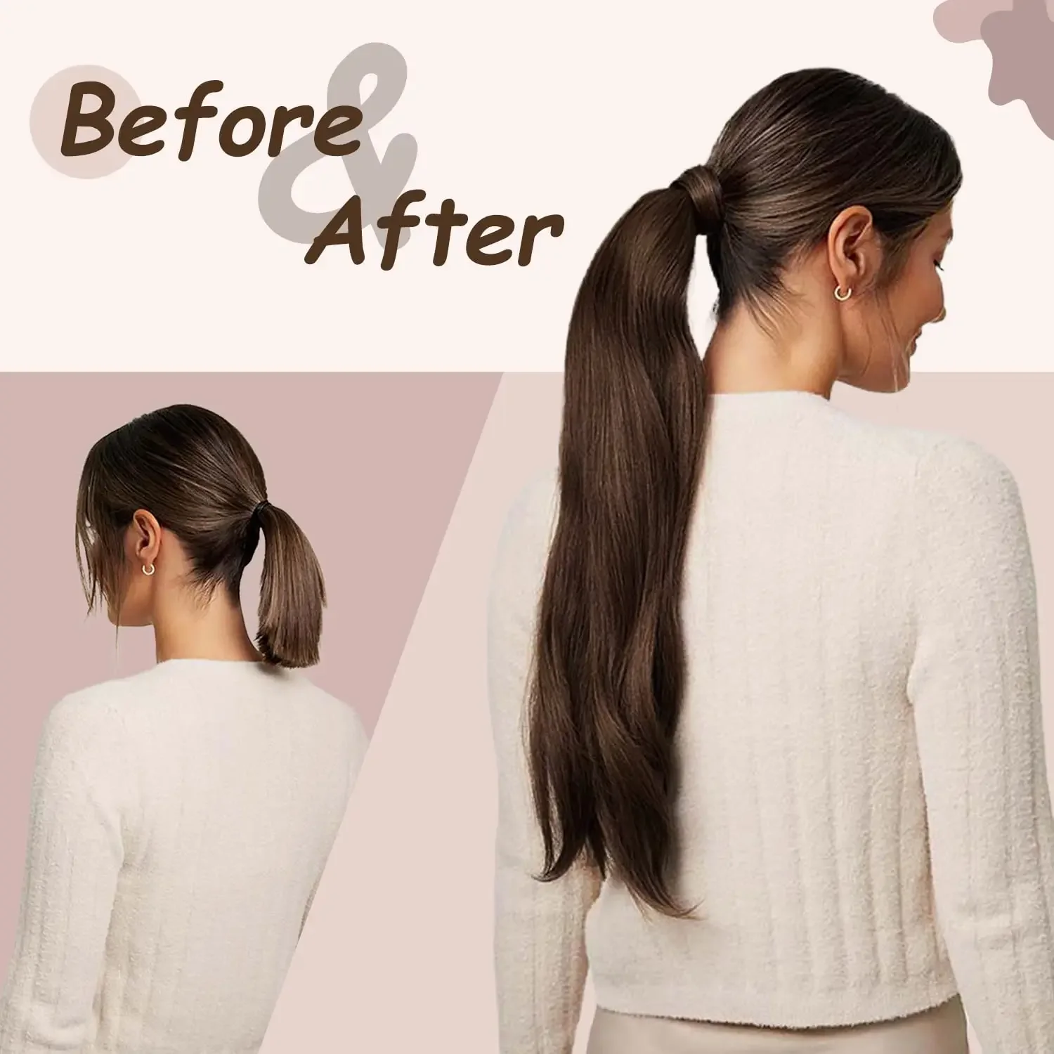 Langer, gerader Pferdeschwanz aus menschlichem Haar, zum Umwickeln, 100 % Remy-Extensions, Clip-Ins, natürliche schwarze Farbe, Nr. 1, Haarteil für Frauen_voghion.com