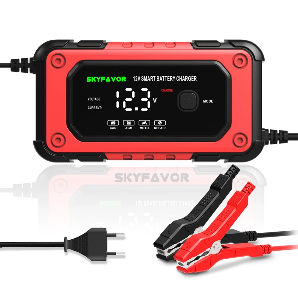 Factory price 12v 60ah battery charger 12V 6A fast agm gel arm lead acid deep cycle pulse repair automatic car battery charger