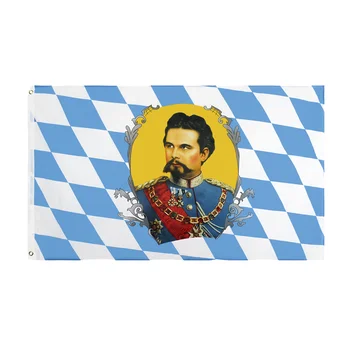 Bayern King Ludwig II Flying Style Double Sided Flag 100% Polyester Digital Printed Graphics Ready Stock