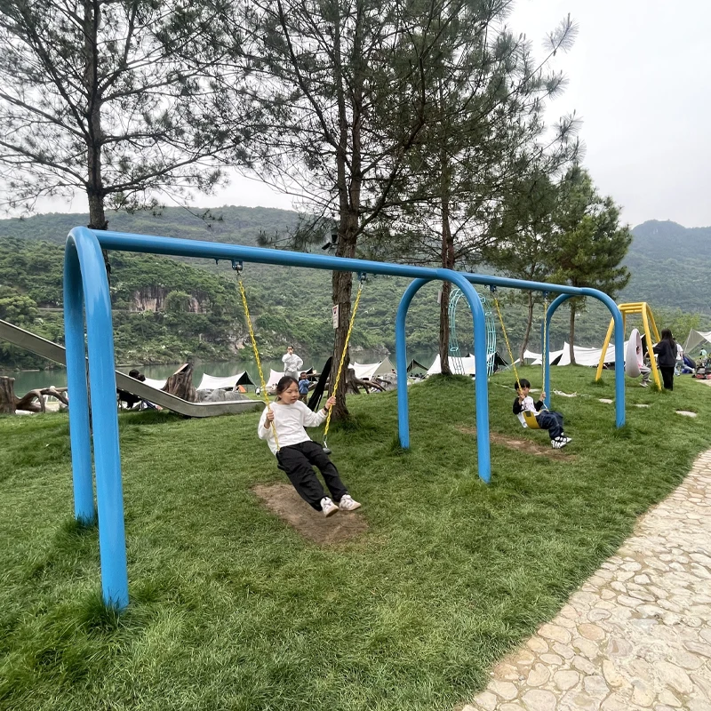 Outdoor Adult/Child Swing Set with Metal & Plastic Material for Community Parks School Playgrounds Trampoline Parks