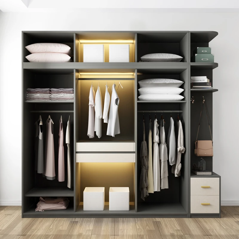 Nordic Wardrobe Simple and Modern Economy Bedroom 2 Door Wardrobes With Dressing Table Customization