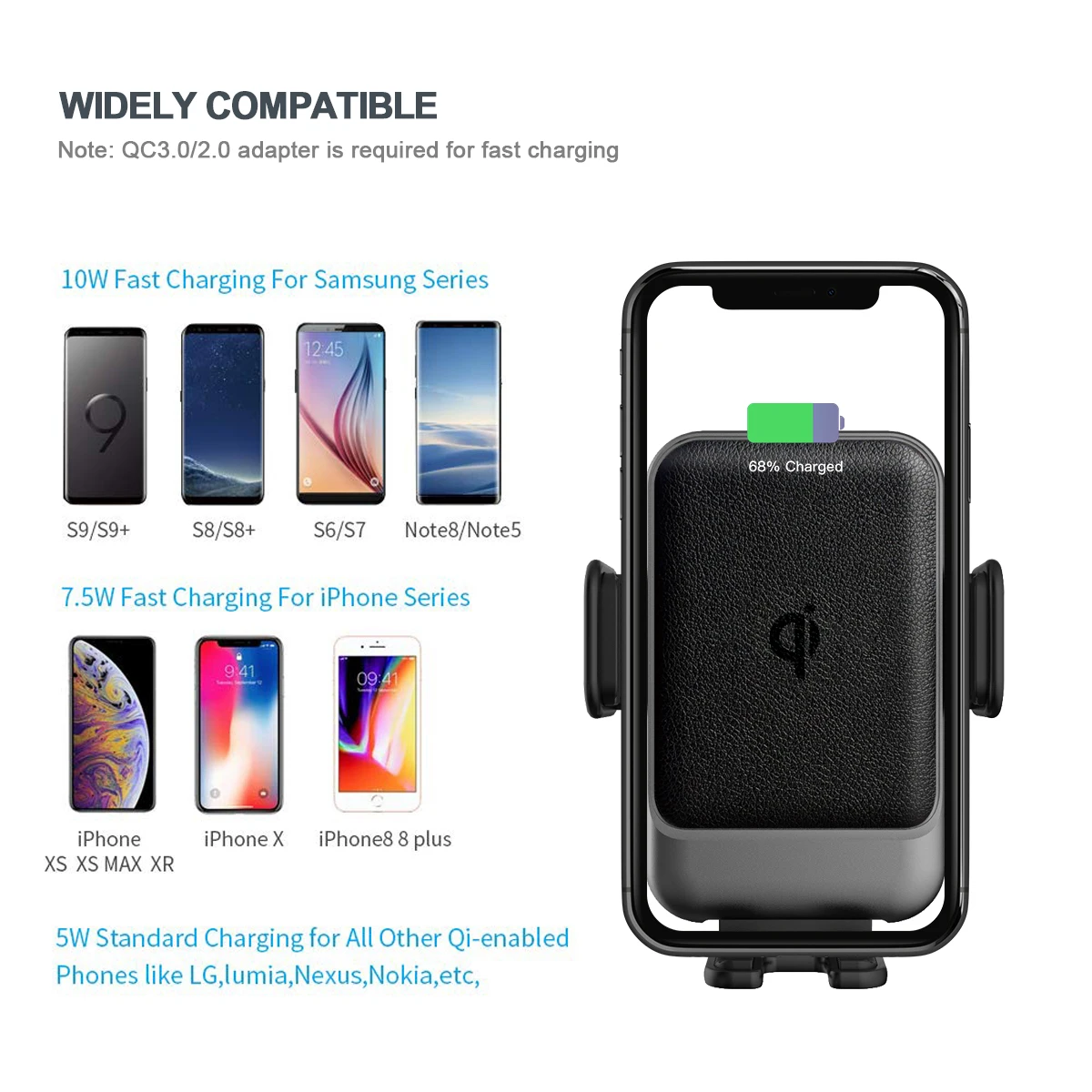 Qi 15w Fast Wireless Car Charger Wireless Charging For Car Quick