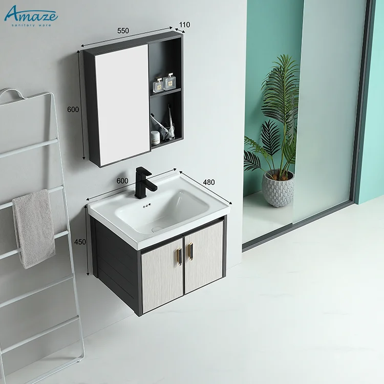 Modern bathroom furnature sink with mirror vanity aluminum shower basin cabinet supplies manufacture