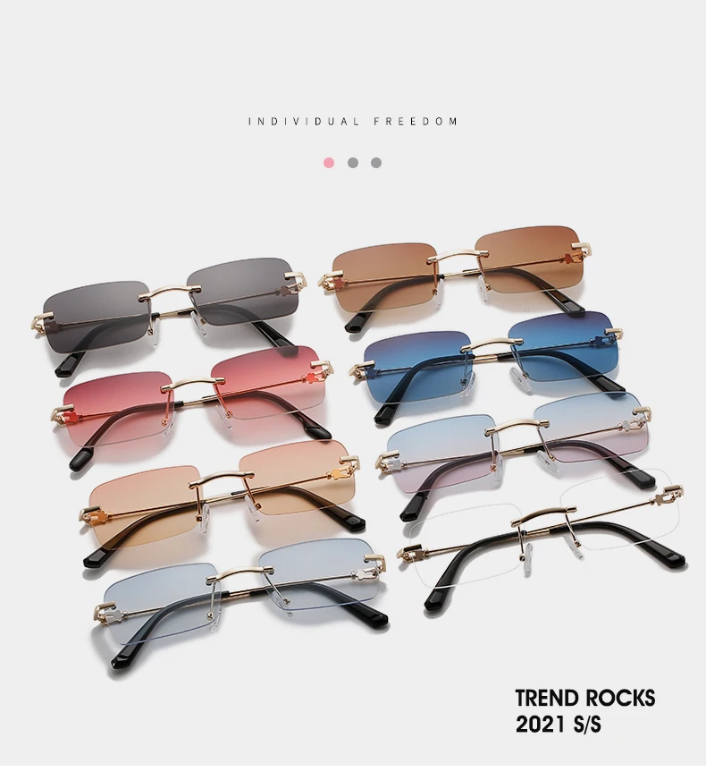 Square Rimless Shades Women's Square Rimless Sunglasses For Outdoor Shading Men's And Women ...