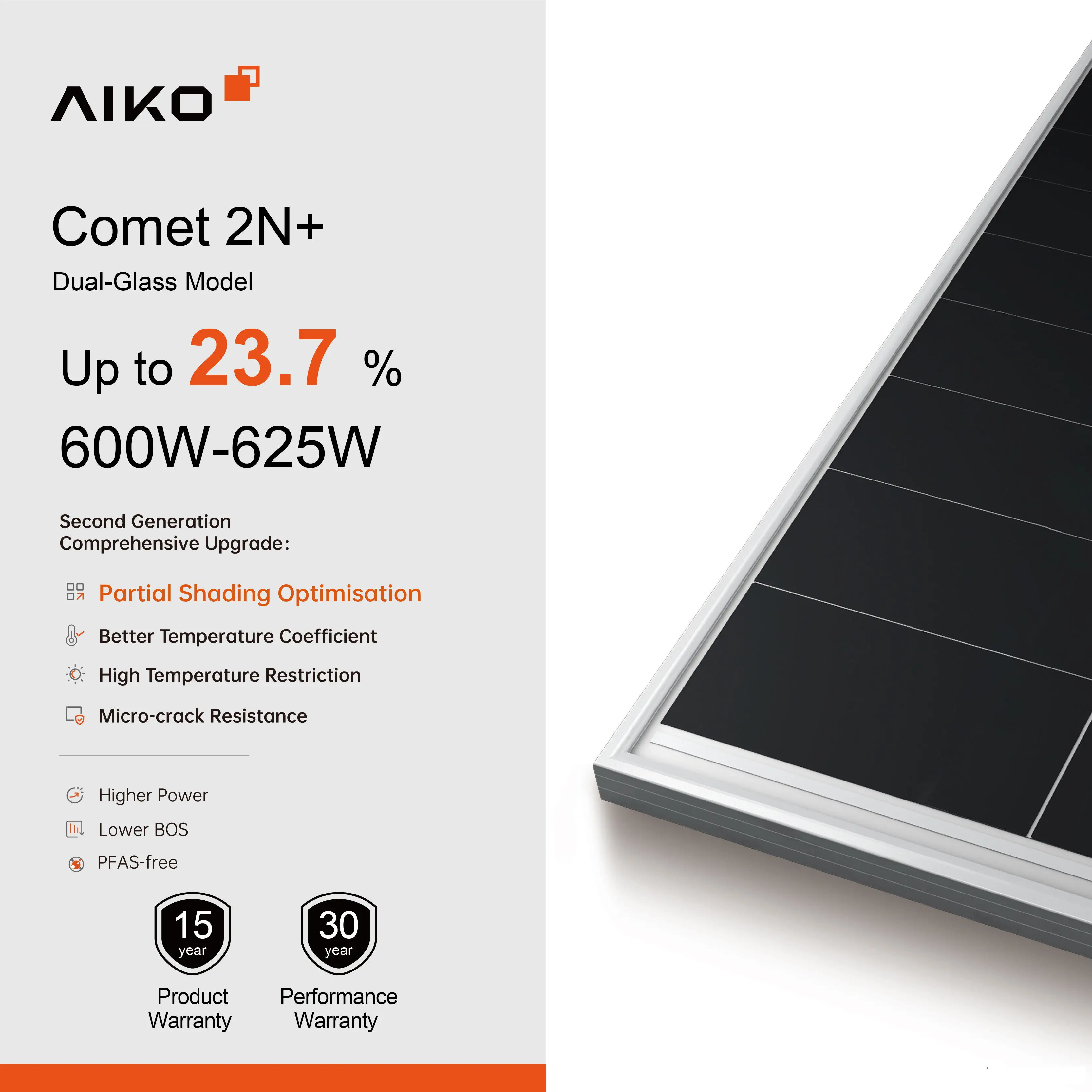 Aiko 600W/605W Bifacial N-Type ABC Solar Panel - Topcon Half Cell