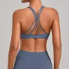 Cross-Back Bra (Gray Blue)
