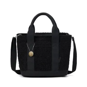 New Fashionable Multi Layered Handbag Large Capacity Teddy Plush Shoulder Crossbody Bag Women's Bag