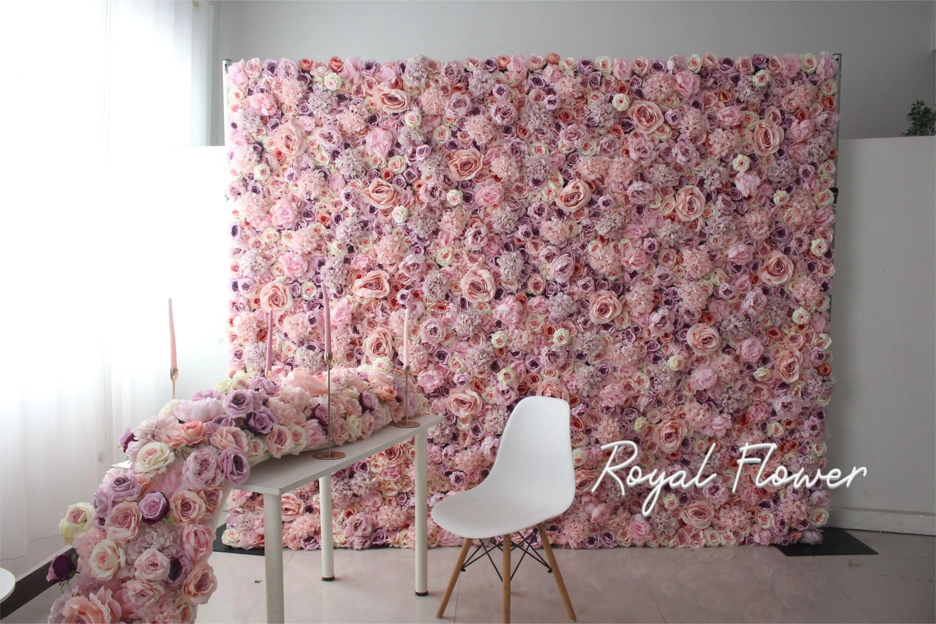Custom Flowerwall 5d 3d White Roll Up Cloth Flower Wall Wedding Decor