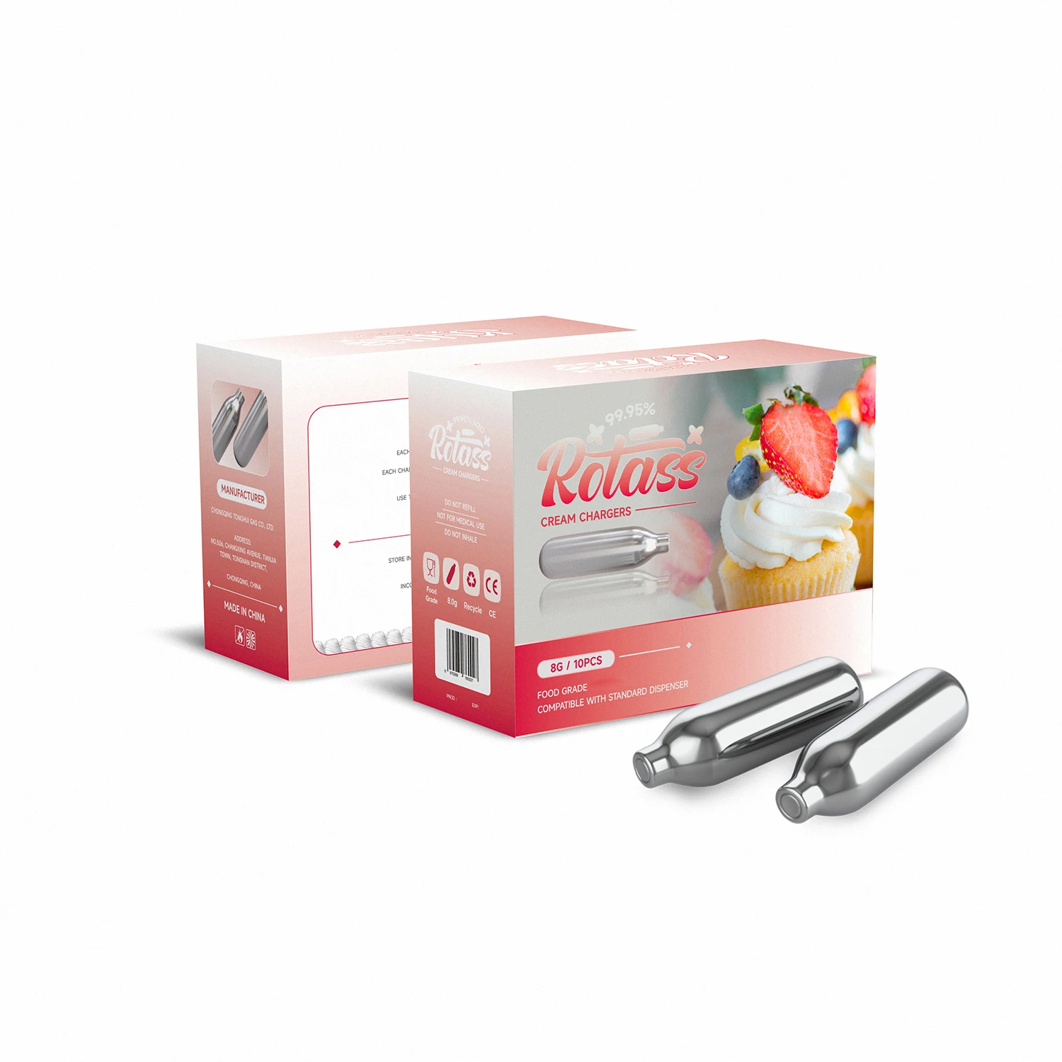 Rotass 8 г оптовая покупка Tonghui Прямая поставка с завода 8 г взбитых кремов зарядные устройства картриджи для взбитого крема канистры