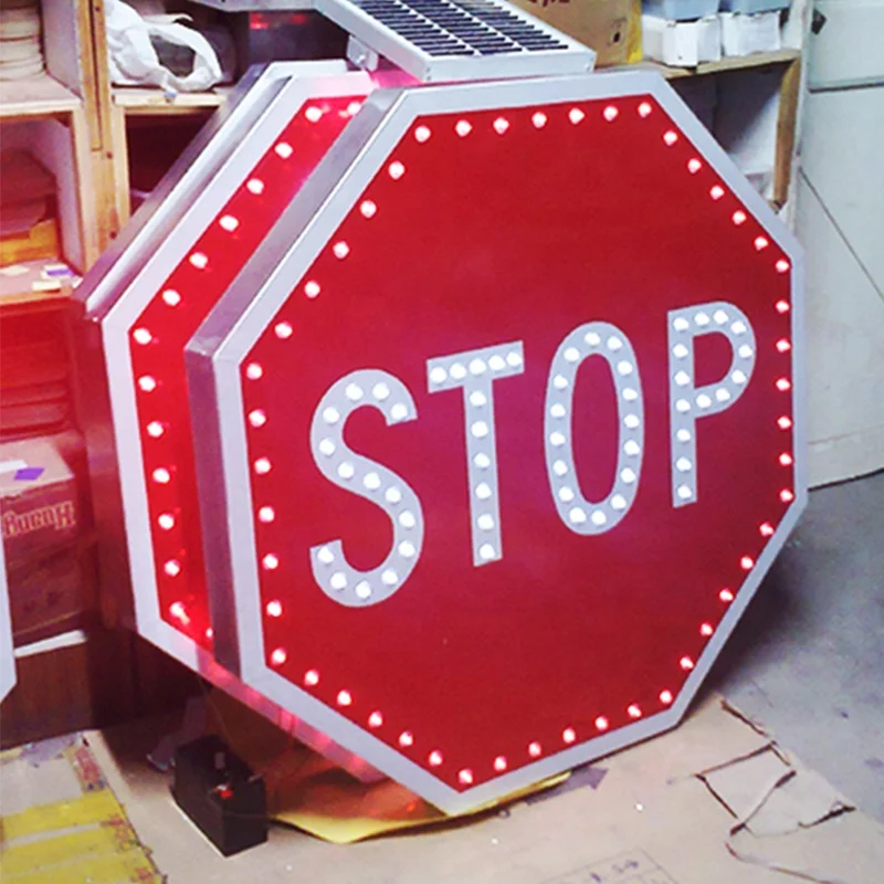 Emergency Exit Safety STOP PARE ALTO Solar Powered Street Sign