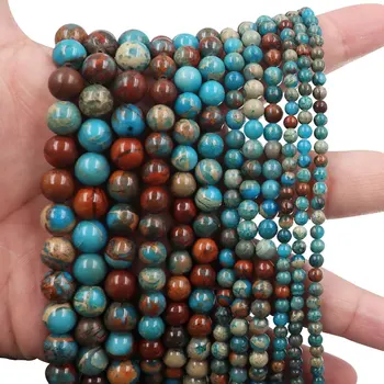Wholesale gemstone loose beads 4-10mm dyed multi-color mixed impression jasper plain round beads for jewelry making accessories