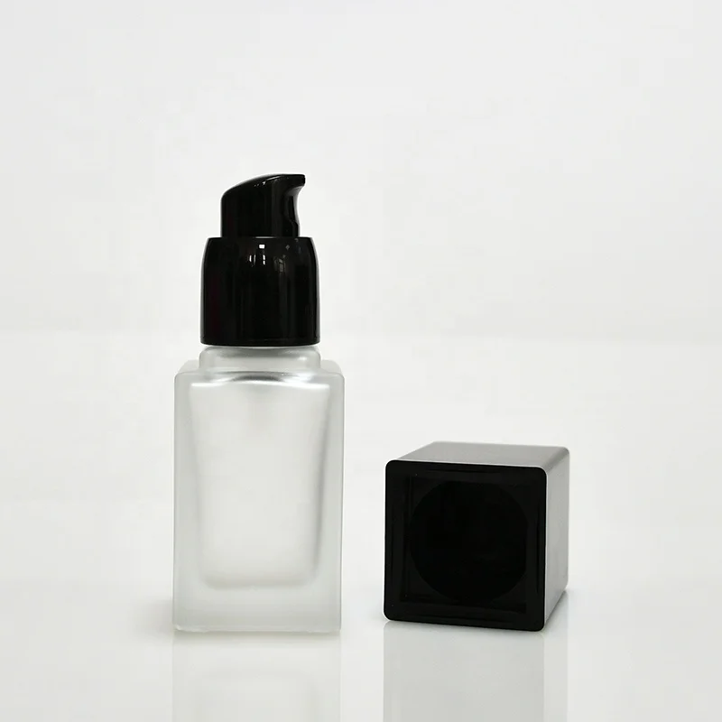 Custom 20ml 30ml 40ml Cosmetic Packaging Frosted Empty Serum Pump Lotion Liquid Foundation Glass Bottle With Pump