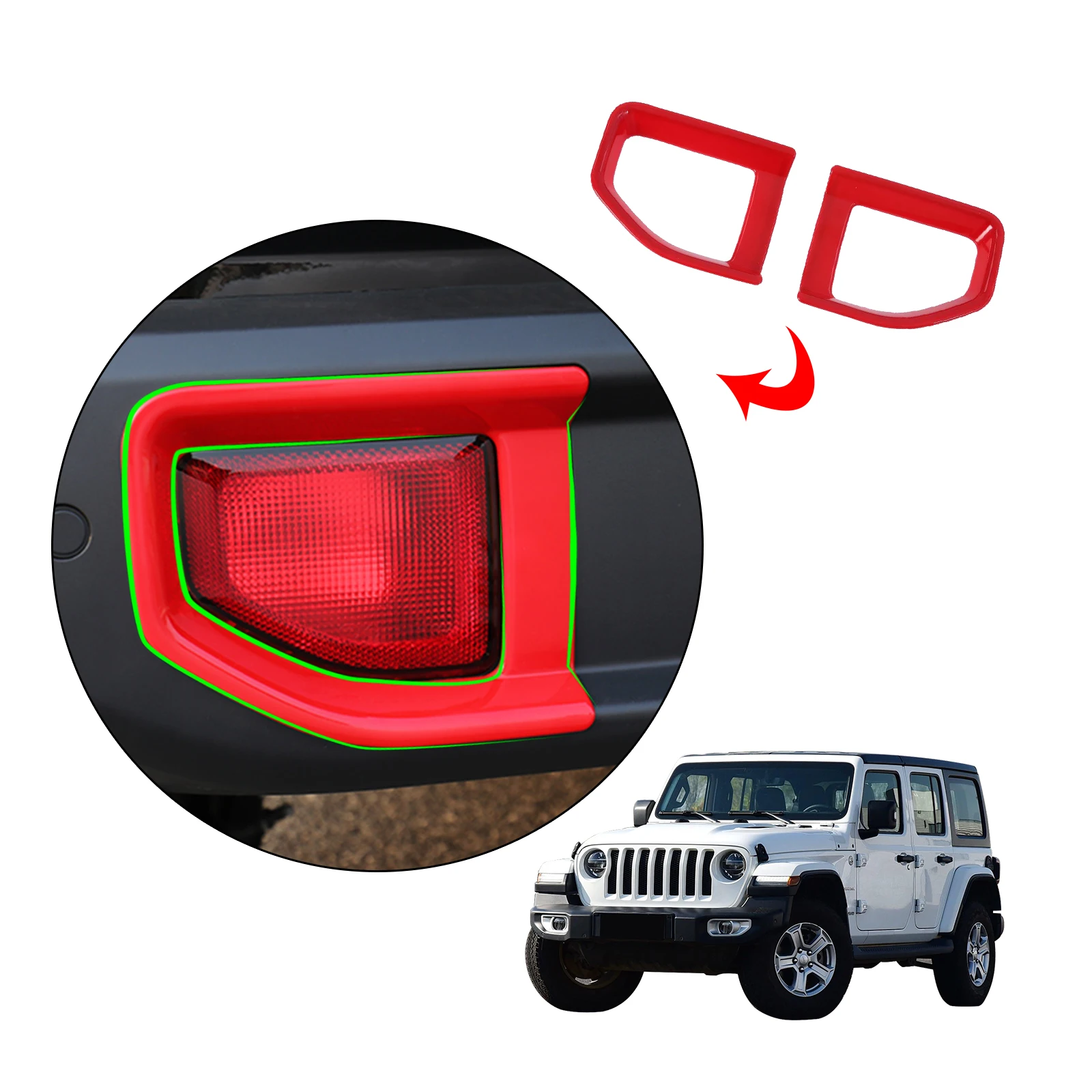 Abs Red Car Other Exterior Accessories Rear Tail Fog Light Lamp Eyebrow  Cover Trim Auto Parts For Jeep Wrangler 2018 - Buy Body Kits For Jeep  Wrangler 2018,Car Light,Rear Bumper Cover Product