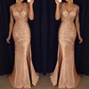 Abito da sposa a sirena scintillante con paillettes dorate