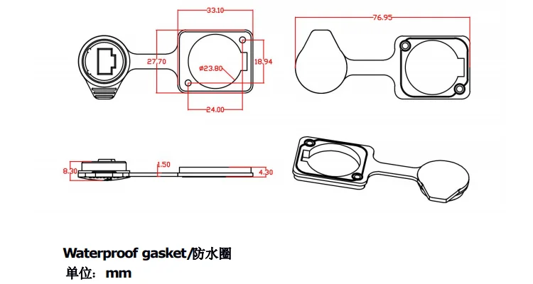 Outdoor IP65 Waterproof Panel Mount Thread Ethernet Rj45 Female Connector Horn Signal Right Angle Straight Cat5e Cat PCB RJ45