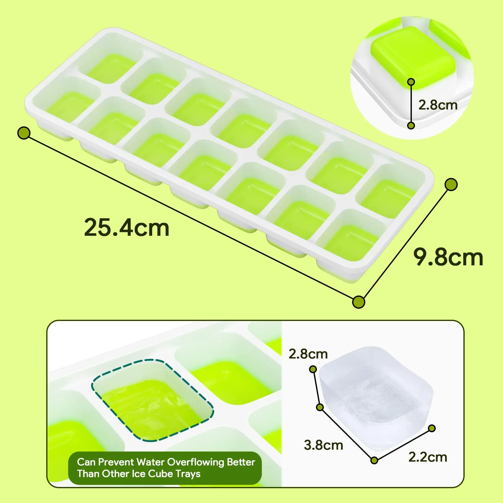 Easy Release Stackable Ice Cube Tray Cocktail Freezer Ice Cube Trays 14 ...