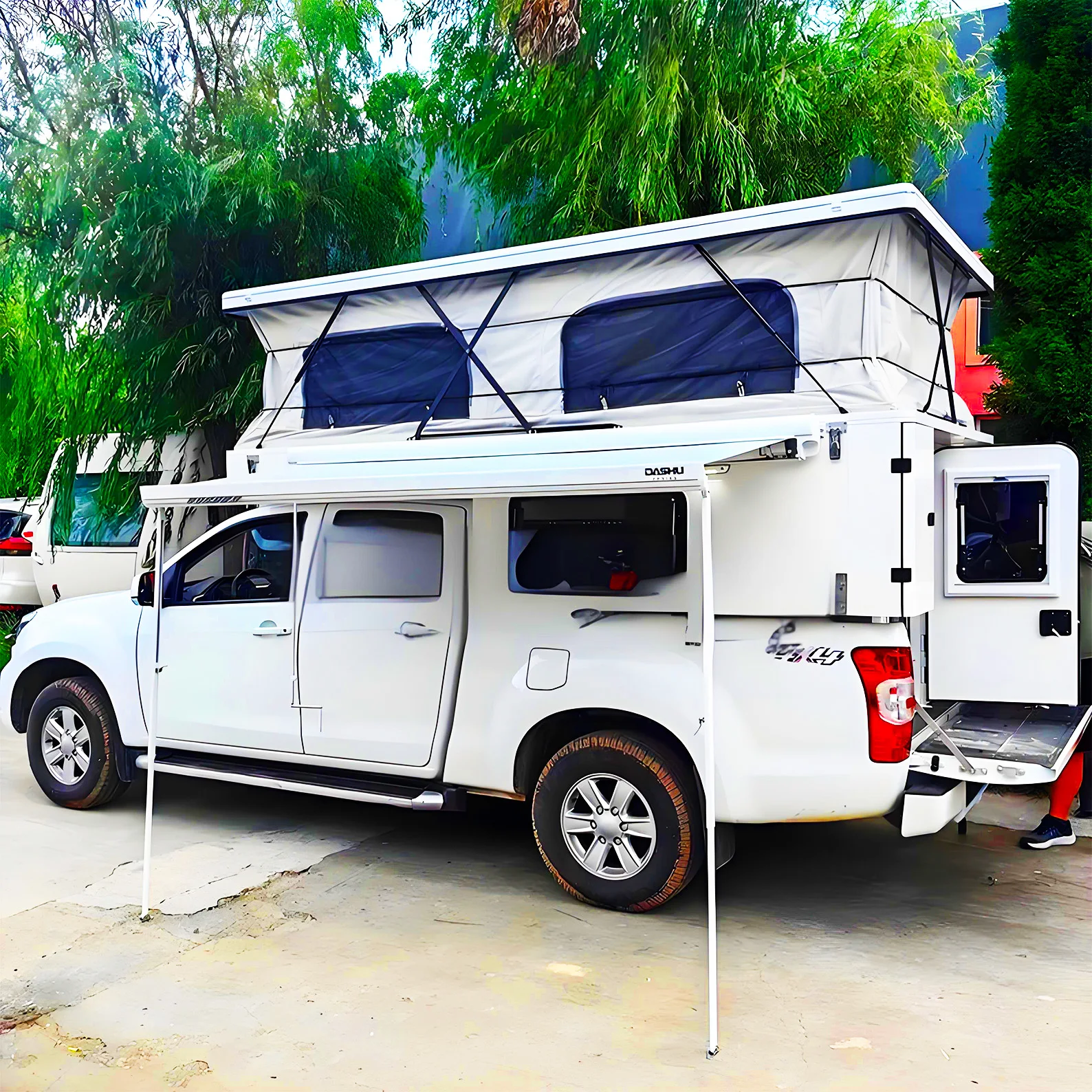 Fornecedor de Fábrica 2024 Mini Caravana de Acampamento para 4 Pessoas com Casa de Reboque Deslizante para Caminhonete para Aventuras ao Ar Livre