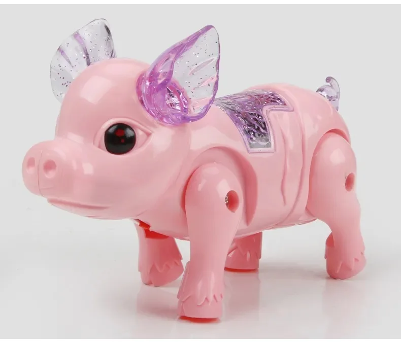 High Quality Light Pig Toy With Leash Cartoon Shape Electric Walking